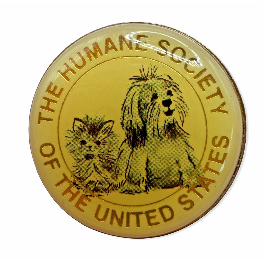 Vintage Humane Society USA Dog Cat Pin Button Lapel 1” Animal Charity